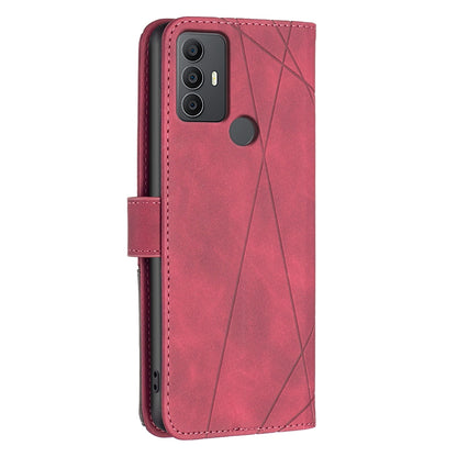 TCL 306 Wallet Case – Rhombus Texture PU Leather, Magnetic Buckle, Card Slots, Stand Function, Shockproof Protective Cover