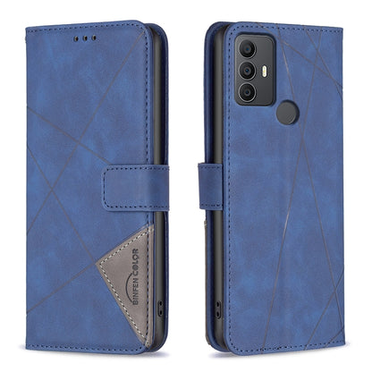 TCL 305 Wallet Case – Rhombus Texture PU Leather, Magnetic Buckle, Card Slots, Stand Function, Shockproof Protective Cover
