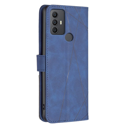 TCL 30 SE Wallet Case – Rhombus Texture PU Leather, Magnetic Buckle, Card Slots, Stand Function, Shockproof Protective Cover