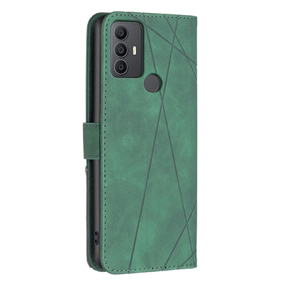 TCL 305 Wallet Case – Rhombus Texture PU Leather, Magnetic Buckle, Card Slots, Stand Function, Shockproof Protective Cover