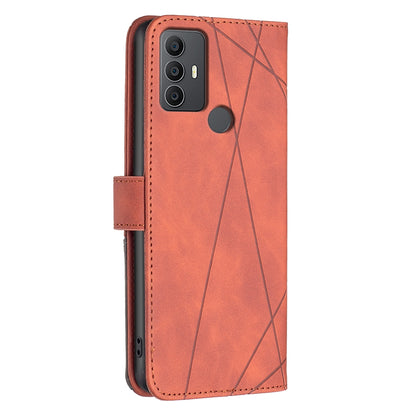 TCL 30 SE Wallet Case – Rhombus Texture PU Leather, Magnetic Buckle, Card Slots, Stand Function, Shockproof Protective Cover