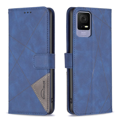 TCL 405 Wallet Case – Rhombus Texture PU Leather, Magnetic Buckle, Card Slots, Stand Function, Shockproof Protective Cover