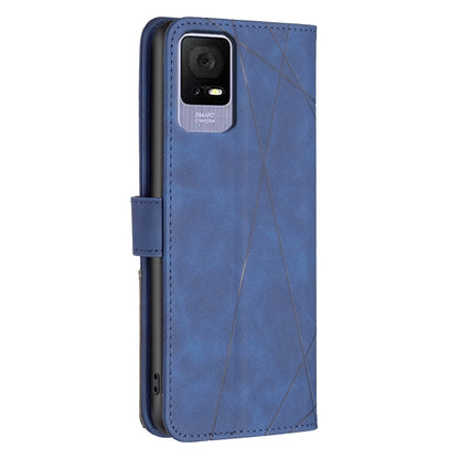 TCL 405 Wallet Case – Rhombus Texture PU Leather, Magnetic Buckle, Card Slots, Stand Function, Shockproof Protective Cover