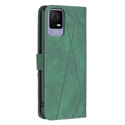 TCL 405 Wallet Case – Rhombus Texture PU Leather, Magnetic Buckle, Card Slots, Stand Function, Shockproof Protective Cover