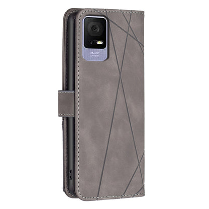 TCL 405 Wallet Case – Rhombus Texture PU Leather, Magnetic Buckle, Card Slots, Stand Function, Shockproof Protective Cover