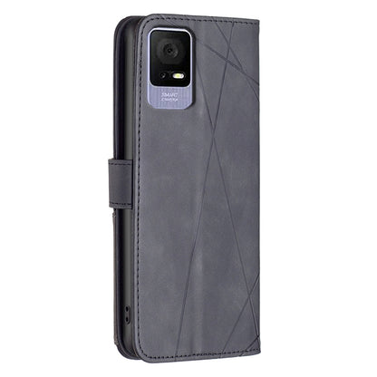 TCL 405 Wallet Case – Rhombus Texture PU Leather, Magnetic Buckle, Card Slots, Stand Function, Shockproof Protective Cover