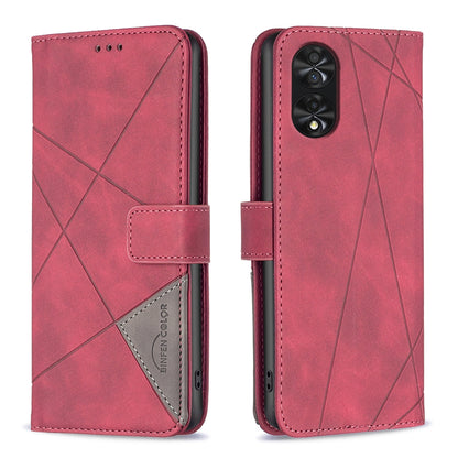 TCL 40 NxtPaper Wallet Case – Rhombus Texture PU Leather, Magnetic Buckle, Card Slots, Stand Function, Shockproof Protective Cover