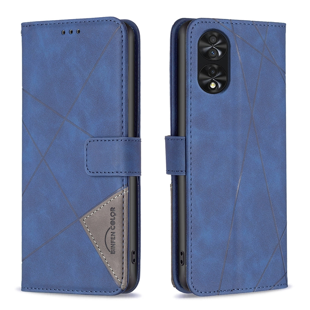 TCL 40 NxtPaper Wallet Case – Rhombus Texture PU Leather, Magnetic Buckle, Card Slots, Stand Function, Shockproof Protective Cover
