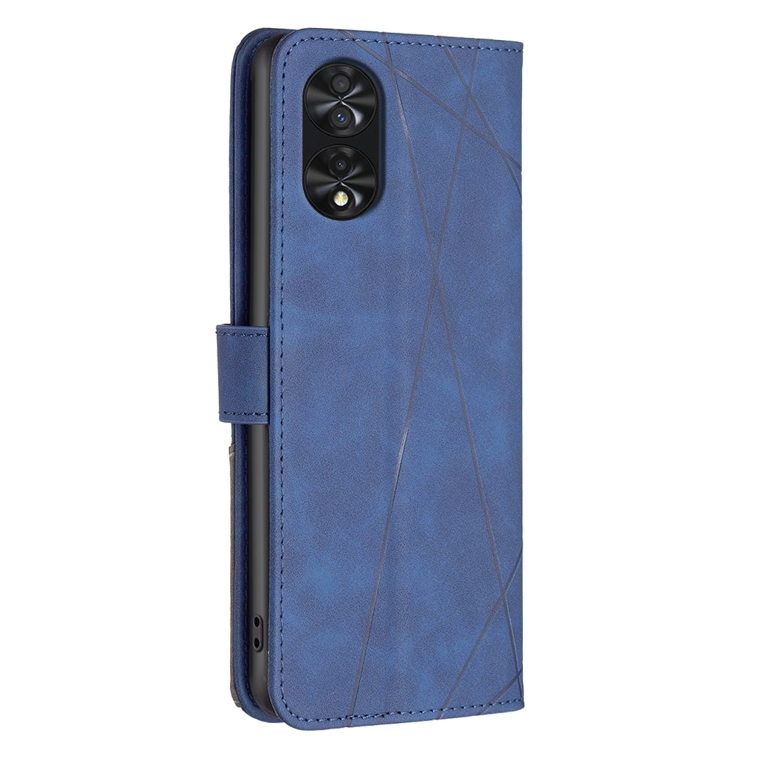 TCL 40 NxtPaper Wallet Case – Rhombus Texture PU Leather, Magnetic Buckle, Card Slots, Stand Function, Shockproof Protective Cover