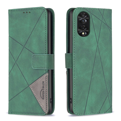 TCL 40 NxtPaper Wallet Case – Rhombus Texture PU Leather, Magnetic Buckle, Card Slots, Stand Function, Shockproof Protective Cover