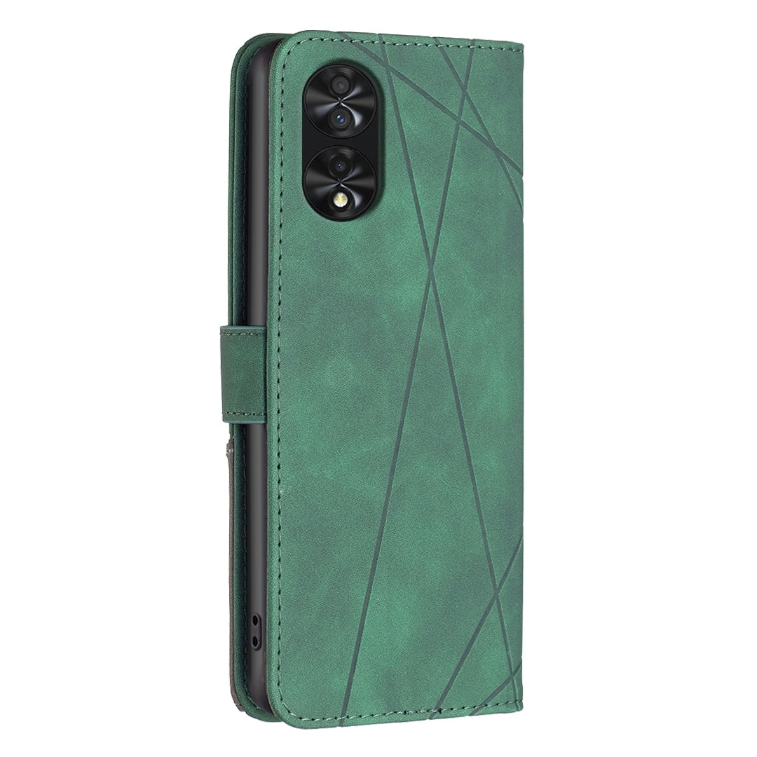 TCL 40 NxtPaper Wallet Case – Rhombus Texture PU Leather, Magnetic Buckle, Card Slots, Stand Function, Shockproof Protective Cover