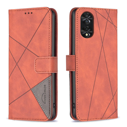 TCL 40 NxtPaper Wallet Case – Rhombus Texture PU Leather, Magnetic Buckle, Card Slots, Stand Function, Shockproof Protective Cover