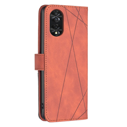 TCL 40 NxtPaper Wallet Case – Rhombus Texture PU Leather, Magnetic Buckle, Card Slots, Stand Function, Shockproof Protective Cover