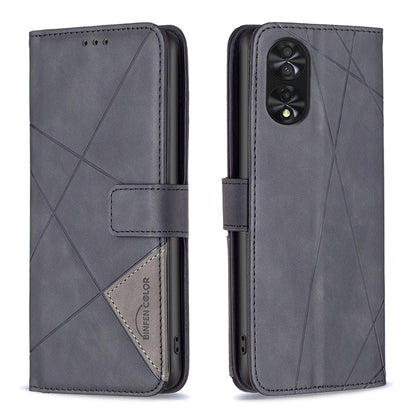 TCL 40 NxtPaper Wallet Case – Rhombus Texture PU Leather, Magnetic Buckle, Card Slots, Stand Function, Shockproof Protective Cover