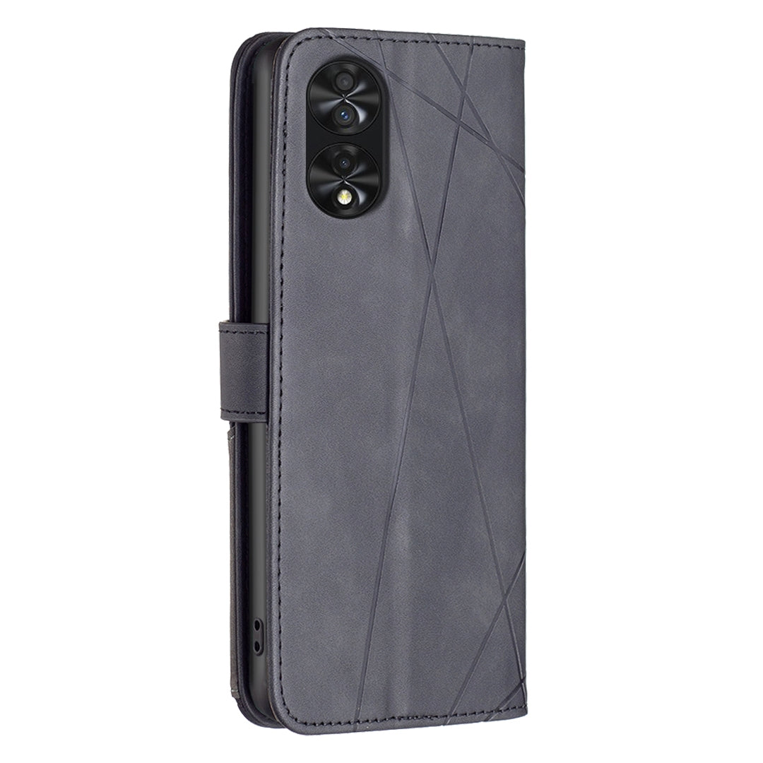 TCL 40 NxtPaper Wallet Case – Rhombus Texture PU Leather, Magnetic Buckle, Card Slots, Stand Function, Shockproof Protective Cover