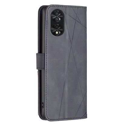 TCL 40 NxtPaper Wallet Case – Rhombus Texture PU Leather, Magnetic Buckle, Card Slots, Stand Function, Shockproof Protective Cover