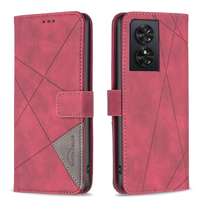 TCL 50 SE Wallet Case – Rhombus Texture PU Leather, Magnetic Buckle, Card Slots, Stand Function, Shockproof Protective Cover