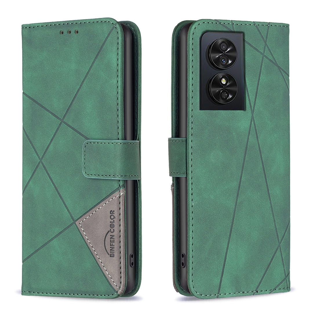 TCL 50 SE Wallet Case – Rhombus Texture PU Leather, Magnetic Buckle, Card Slots, Stand Function, Shockproof Protective Cover