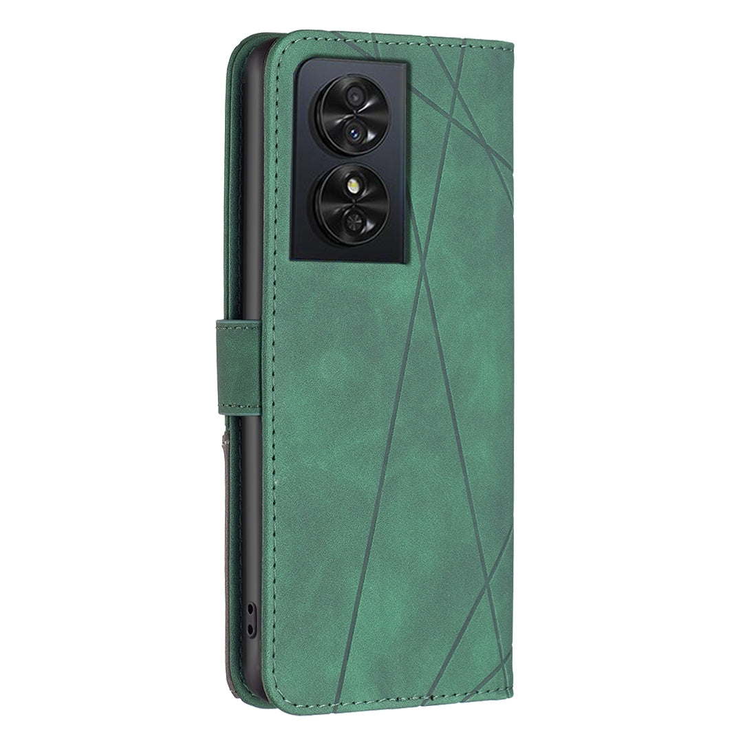 TCL 50 SE Wallet Case – Rhombus Texture PU Leather, Magnetic Buckle, Card Slots, Stand Function, Shockproof Protective Cover