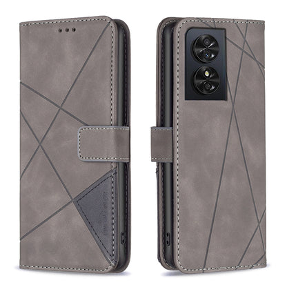 TCL 50 SE Wallet Case – Rhombus Texture PU Leather, Magnetic Buckle, Card Slots, Stand Function, Shockproof Protective Cover