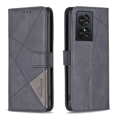 TCL 50 SE Wallet Case – Rhombus Texture PU Leather, Magnetic Buckle, Card Slots, Stand Function, Shockproof Protective Cover