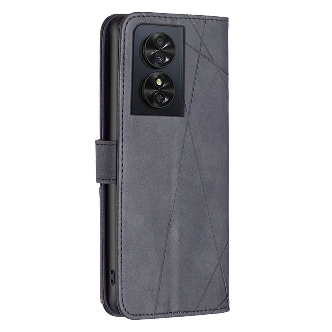TCL 50 SE Wallet Case – Rhombus Texture PU Leather, Magnetic Buckle, Card Slots, Stand Function, Shockproof Protective Cover