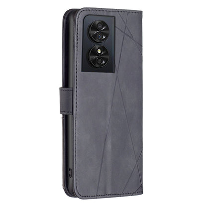 TCL 50 SE Wallet Case – Rhombus Texture PU Leather, Magnetic Buckle, Card Slots, Stand Function, Shockproof Protective Cover