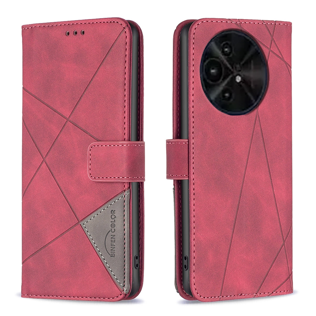 TCL 50 XE Wallet Case – Rhombus Texture PU Leather, Magnetic Buckle, Card Slots, Stand Function, Shockproof Protective Cover