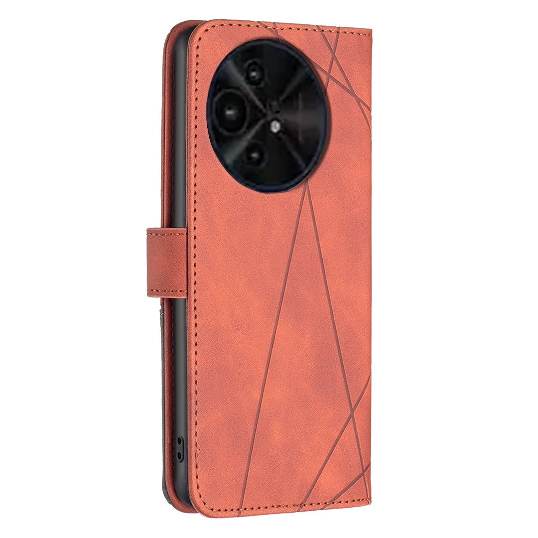 TCL 50 XE Wallet Case – Rhombus Texture PU Leather, Magnetic Buckle, Card Slots, Stand Function, Shockproof Protective Cover
