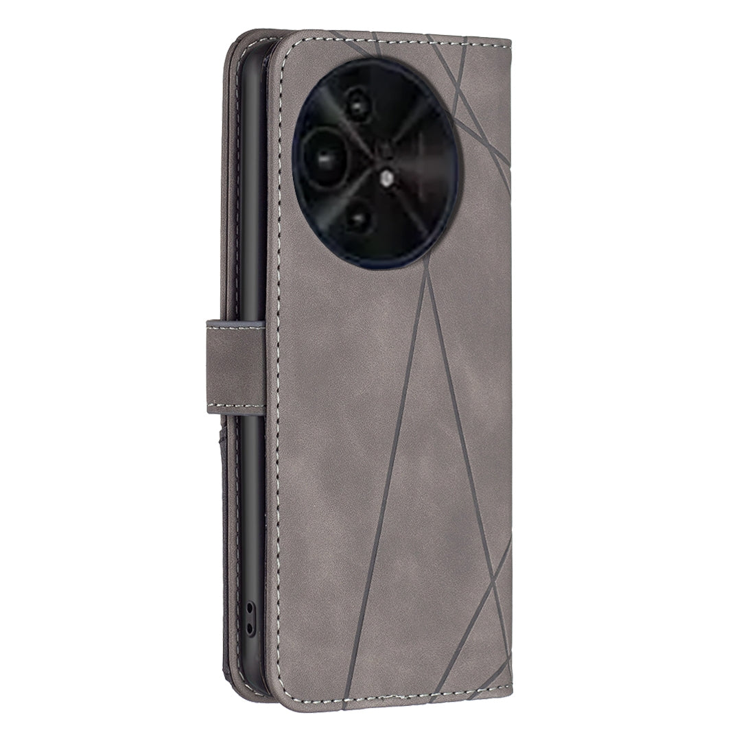 TCL 50 XE Wallet Case – Rhombus Texture PU Leather, Magnetic Buckle, Card Slots, Stand Function, Shockproof Protective Cover