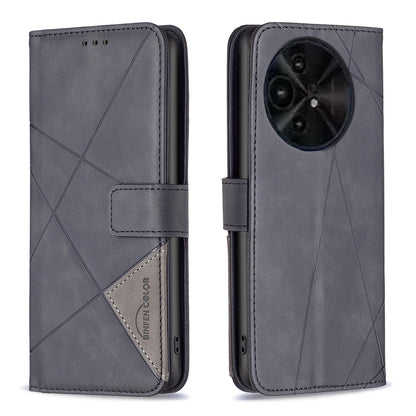TCL 50 XE Wallet Case – Rhombus Texture PU Leather, Magnetic Buckle, Card Slots, Stand Function, Shockproof Protective Cover