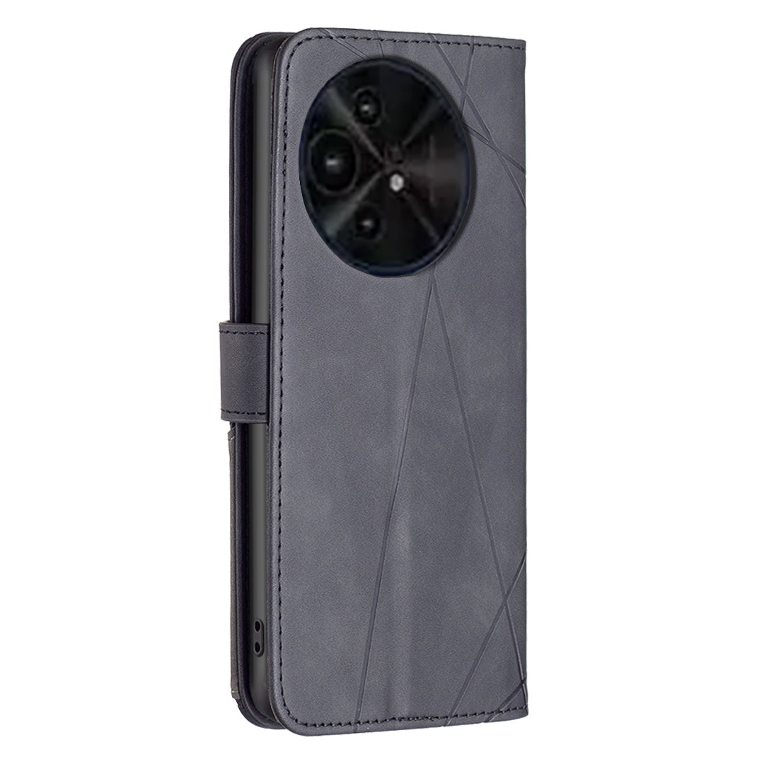 TCL 50 XE Wallet Case – Rhombus Texture PU Leather, Magnetic Buckle, Card Slots, Stand Function, Shockproof Protective Cover