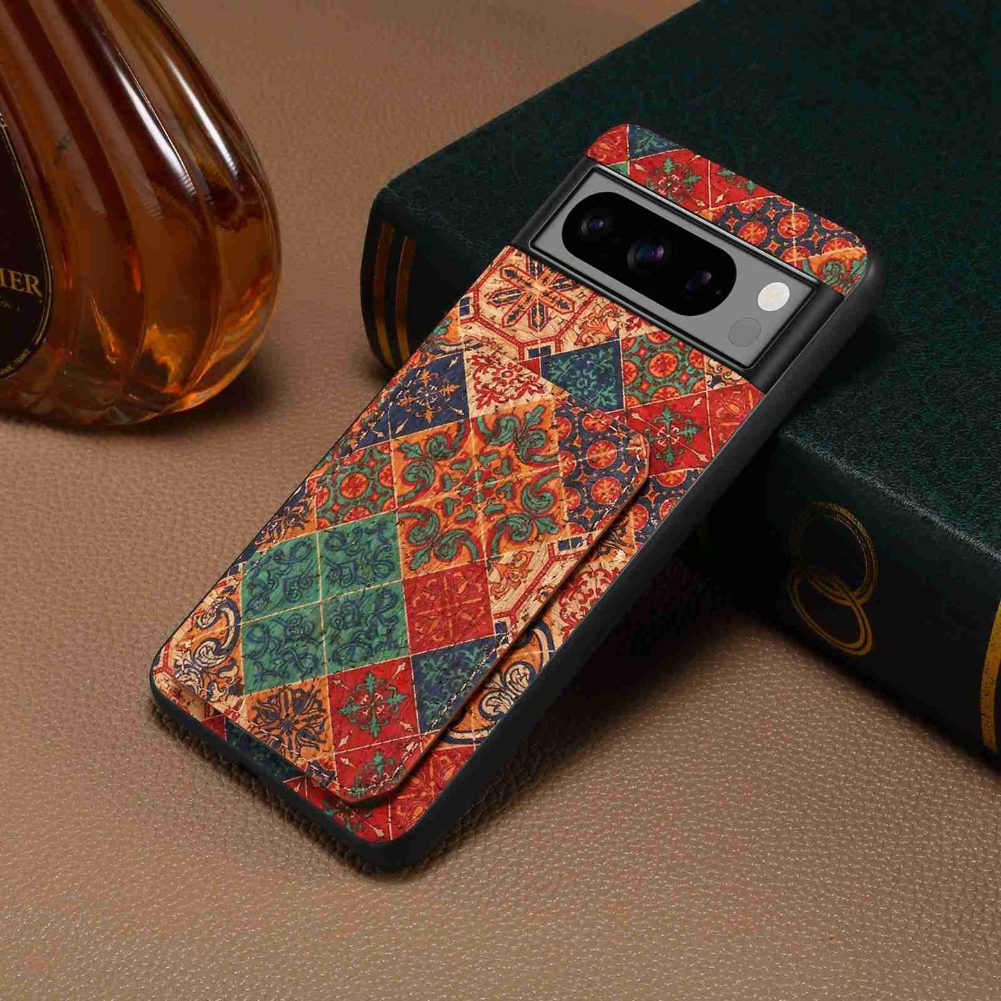 Google Pixel 6 Dual Card Slot Holder Phone Case – Patterned Design, Scratch & Dirt Protection, Convenient Holder