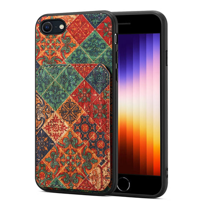 iPhone SE 2022/2020 Dual Card Slot Holder Phone Case – Patterned Design, Scratch & Dirt Protection, Convenient Holder