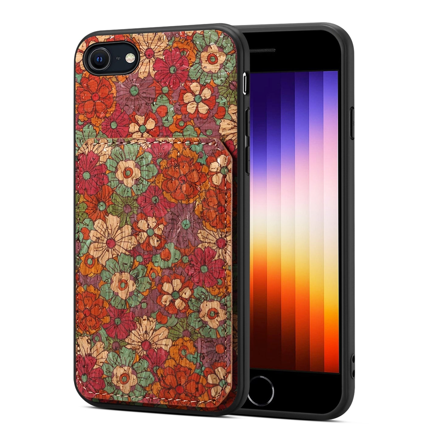 iPhone SE 2022/2020 Dual Card Slot Holder Phone Case – Patterned Design, Scratch & Dirt Protection, Convenient Holder