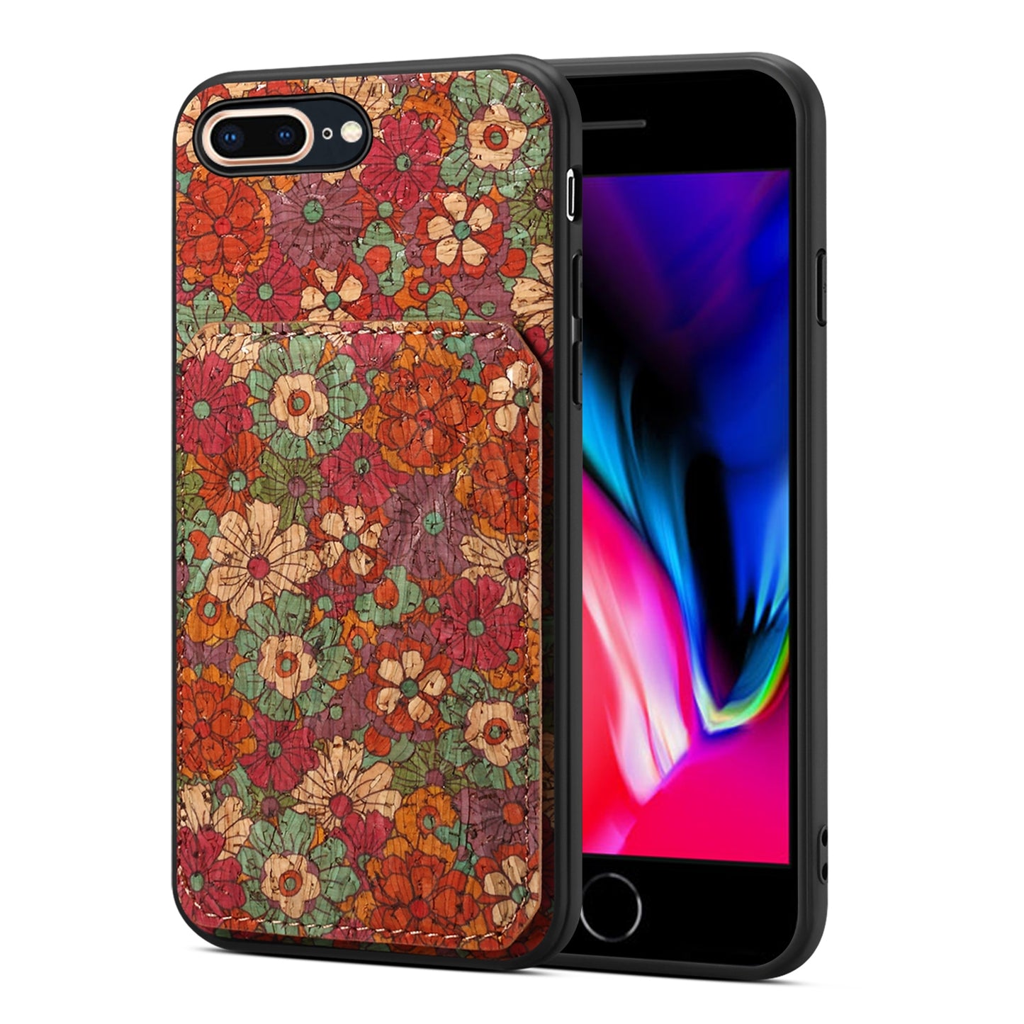 iPhone 7 Plus/8 Plus Dual Card Slot Holder Phone Case – Patterned Design, Scratch & Dirt Protection, Convenient Holder