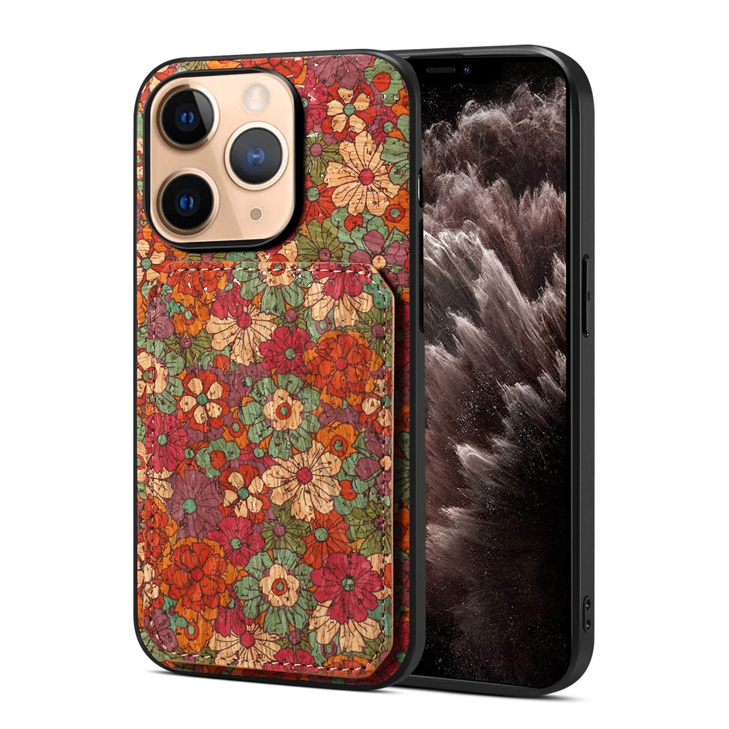 iPhone 11 Pro Dual Card Slot Holder Phone Case – Patterned Design, Scratch & Dirt Protection, Convenient Holder