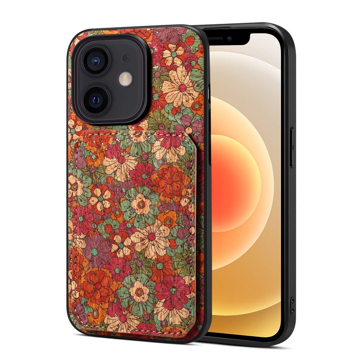 iPhone 12 Dual Card Slot Holder Phone Case – Patterned Design, Scratch & Dirt Protection, Convenient Holder