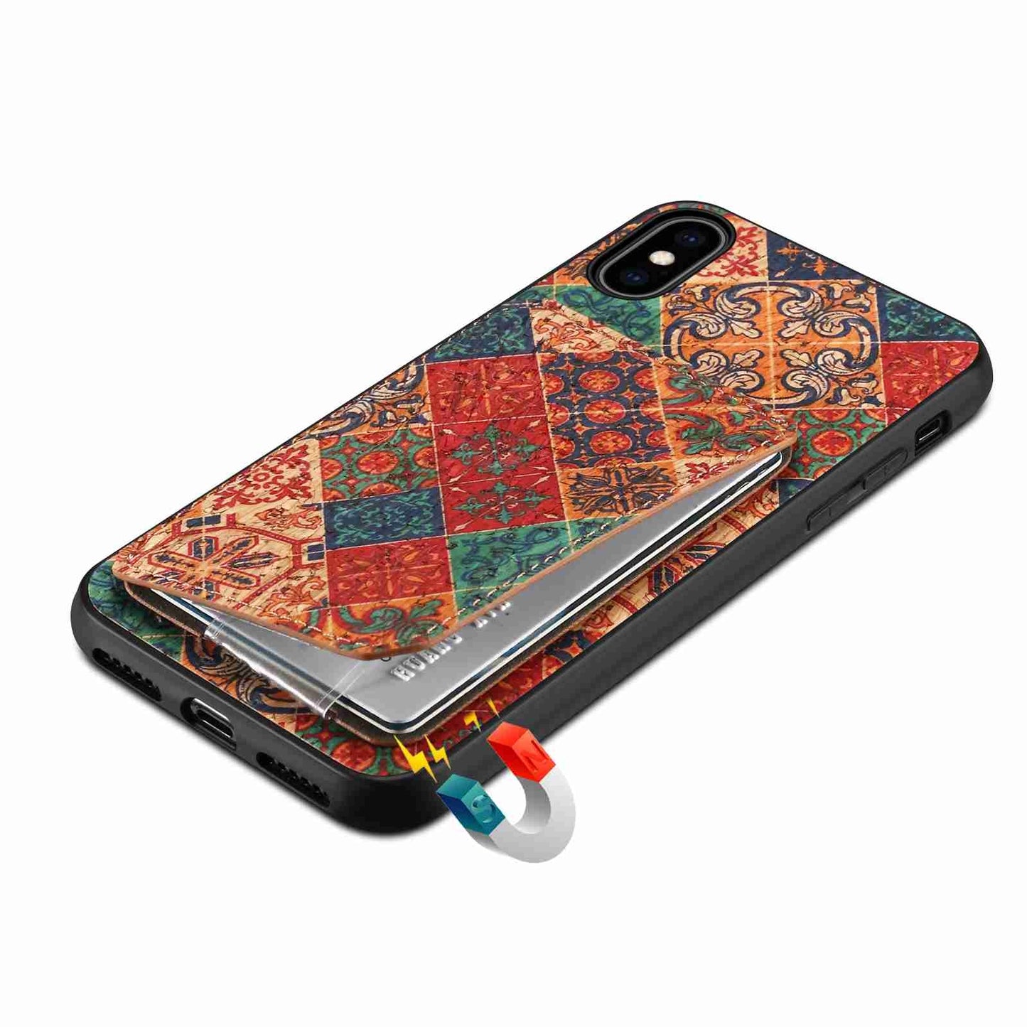 iPhone 12 Pro Dual Card Slot Holder Phone Case – Patterned Design, Scratch & Dirt Protection, Convenient Holder