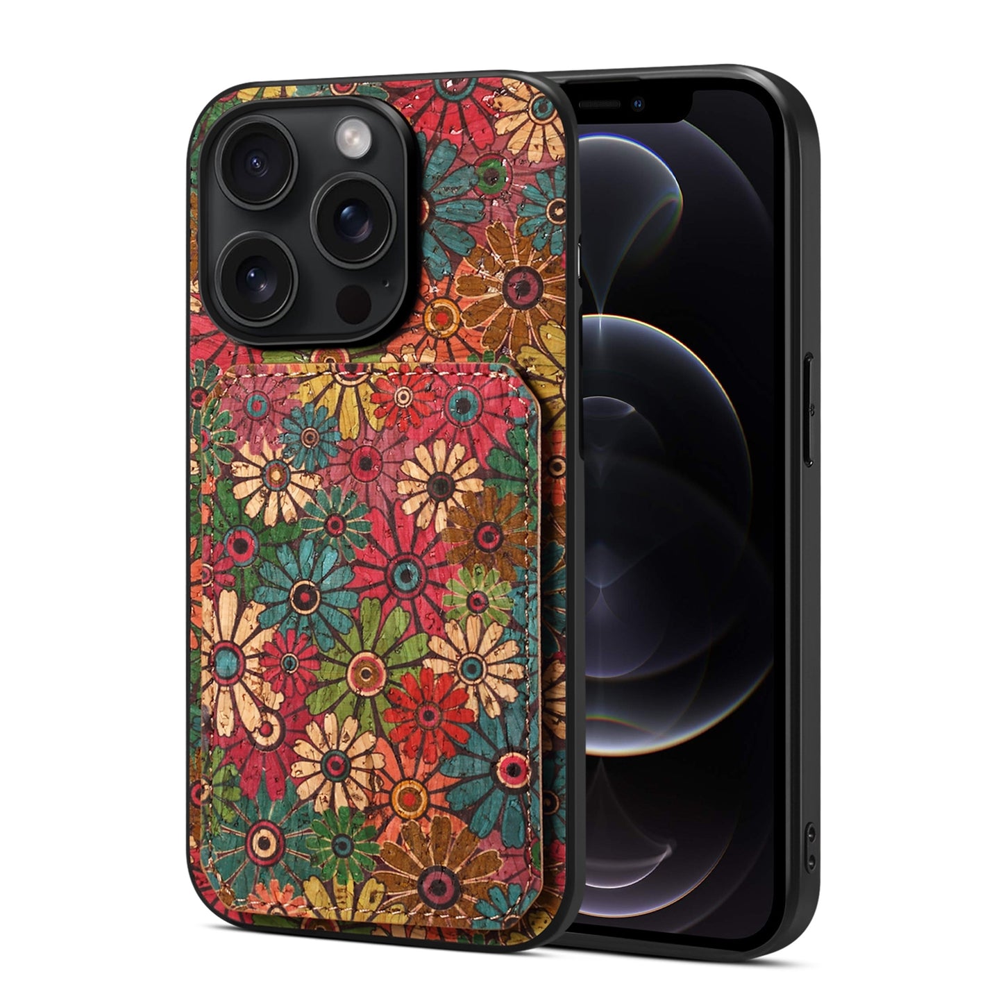 iPhone 12 Pro Max Dual Card Slot Holder Phone Case – Patterned Design, Scratch & Dirt Protection, Convenient Holder
