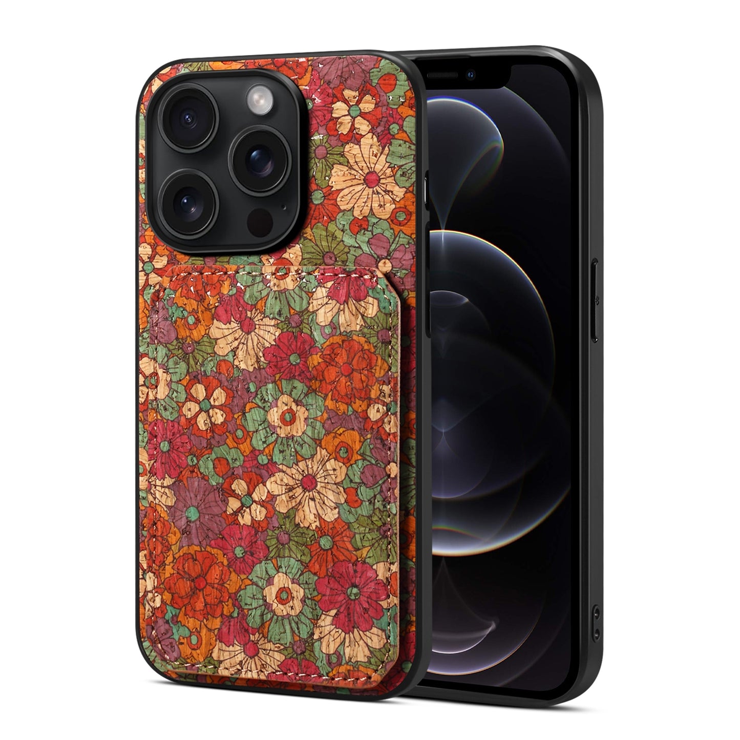 iPhone 12 Pro Max Dual Card Slot Holder Phone Case – Patterned Design, Scratch & Dirt Protection, Convenient Holder