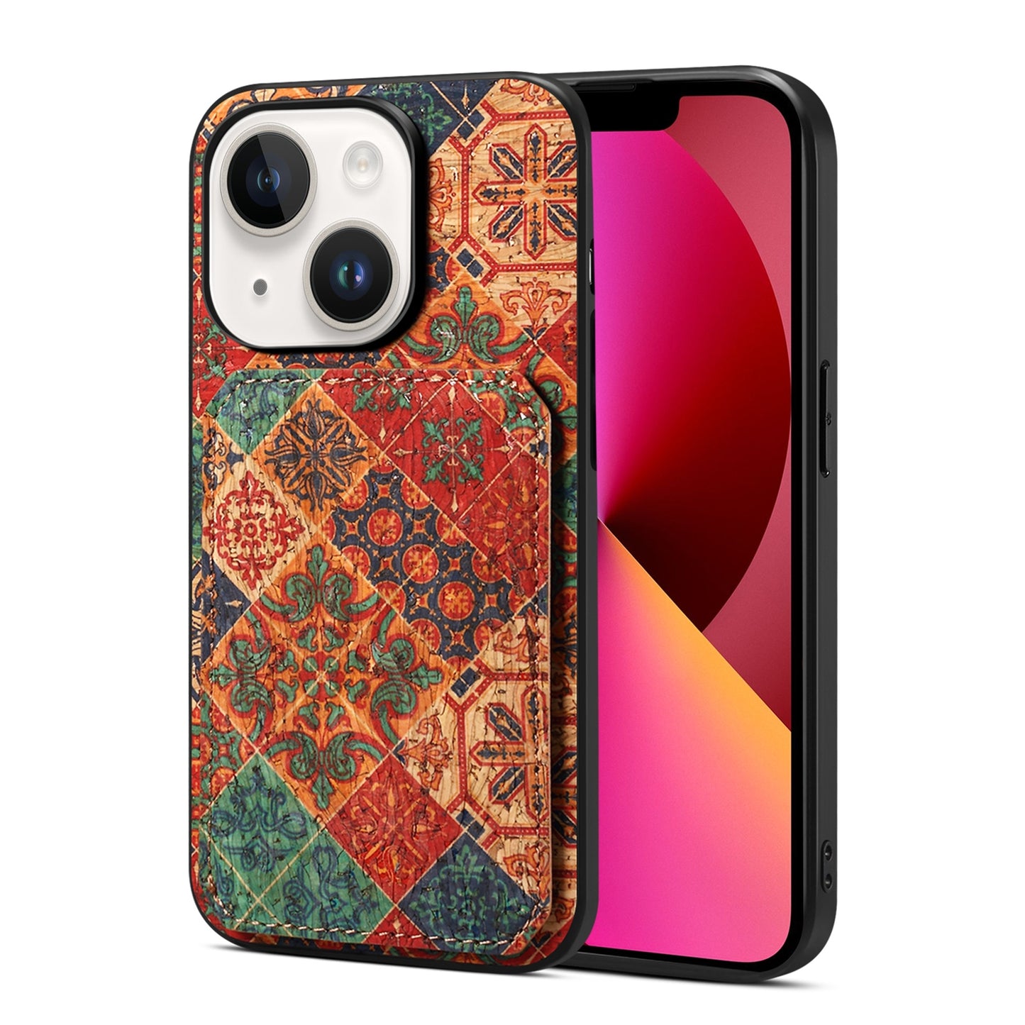 iPhone 13 Dual Dual Card Slot Holder Phone Case – Patterned Design, Scratch & Dirt Protection, Convenient Holder