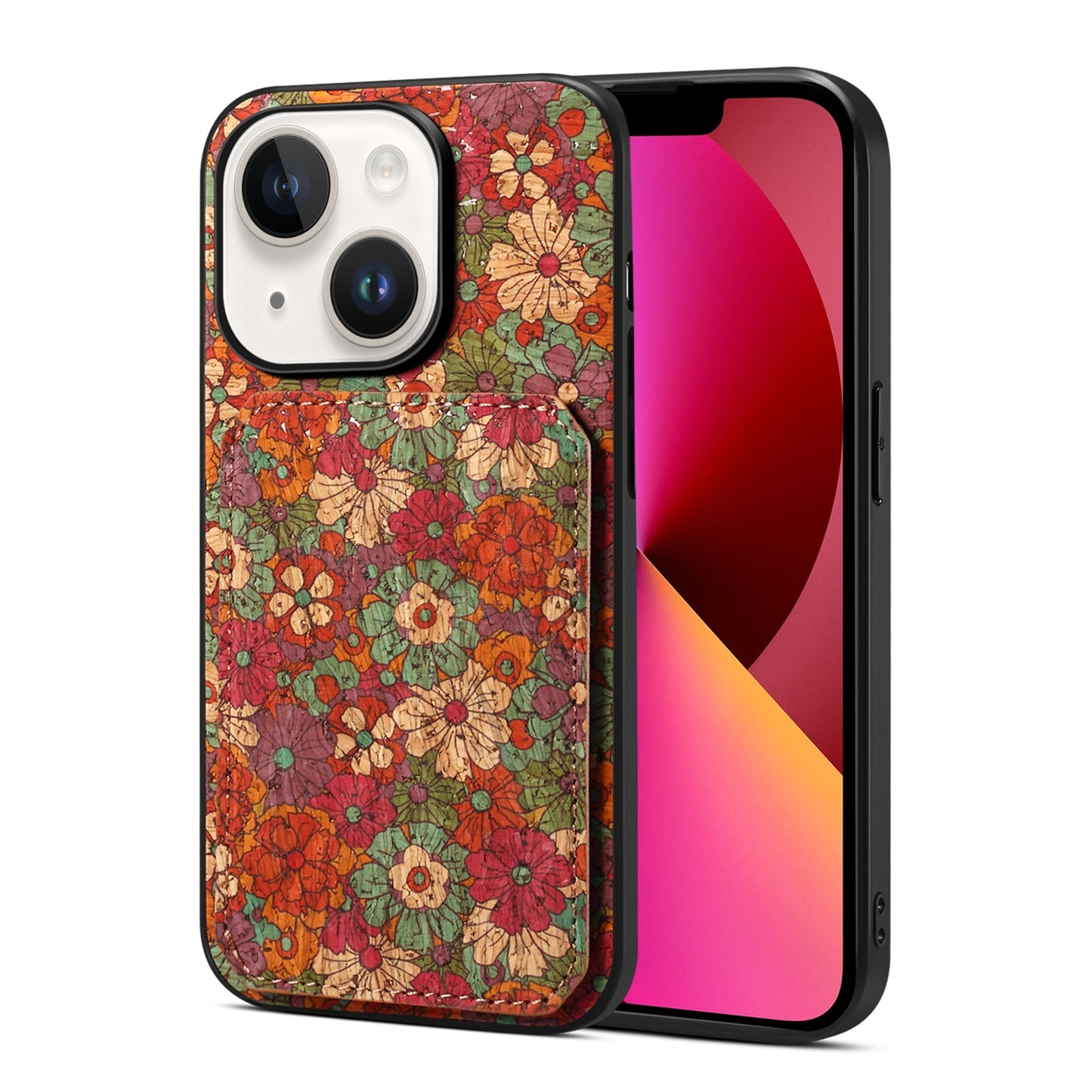 iPhone 13 Dual Dual Card Slot Holder Phone Case – Patterned Design, Scratch & Dirt Protection, Convenient Holder