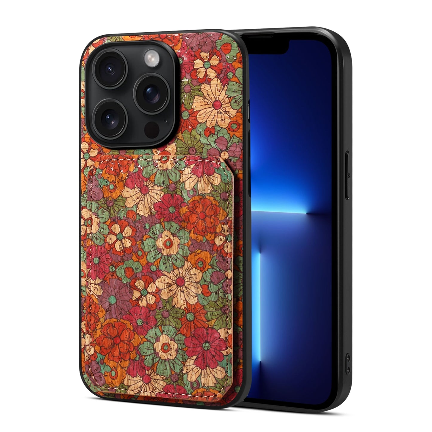 iPhone 13 Pro Dual Card Slot Holder Phone Case – Patterned Design, Scratch & Dirt Protection, Convenient Holder