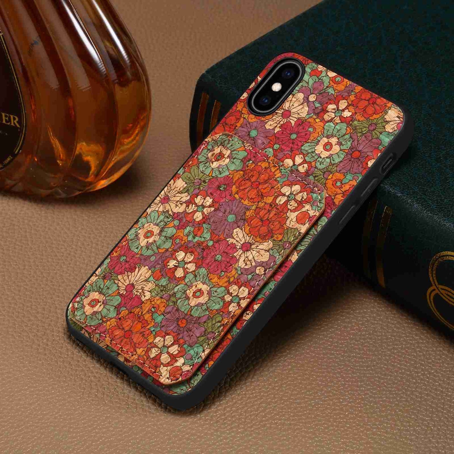 iPhone 14 Dual Card Slot Holder Phone Case – Patterned Design, Scratch & Dirt Protection, Convenient Holder