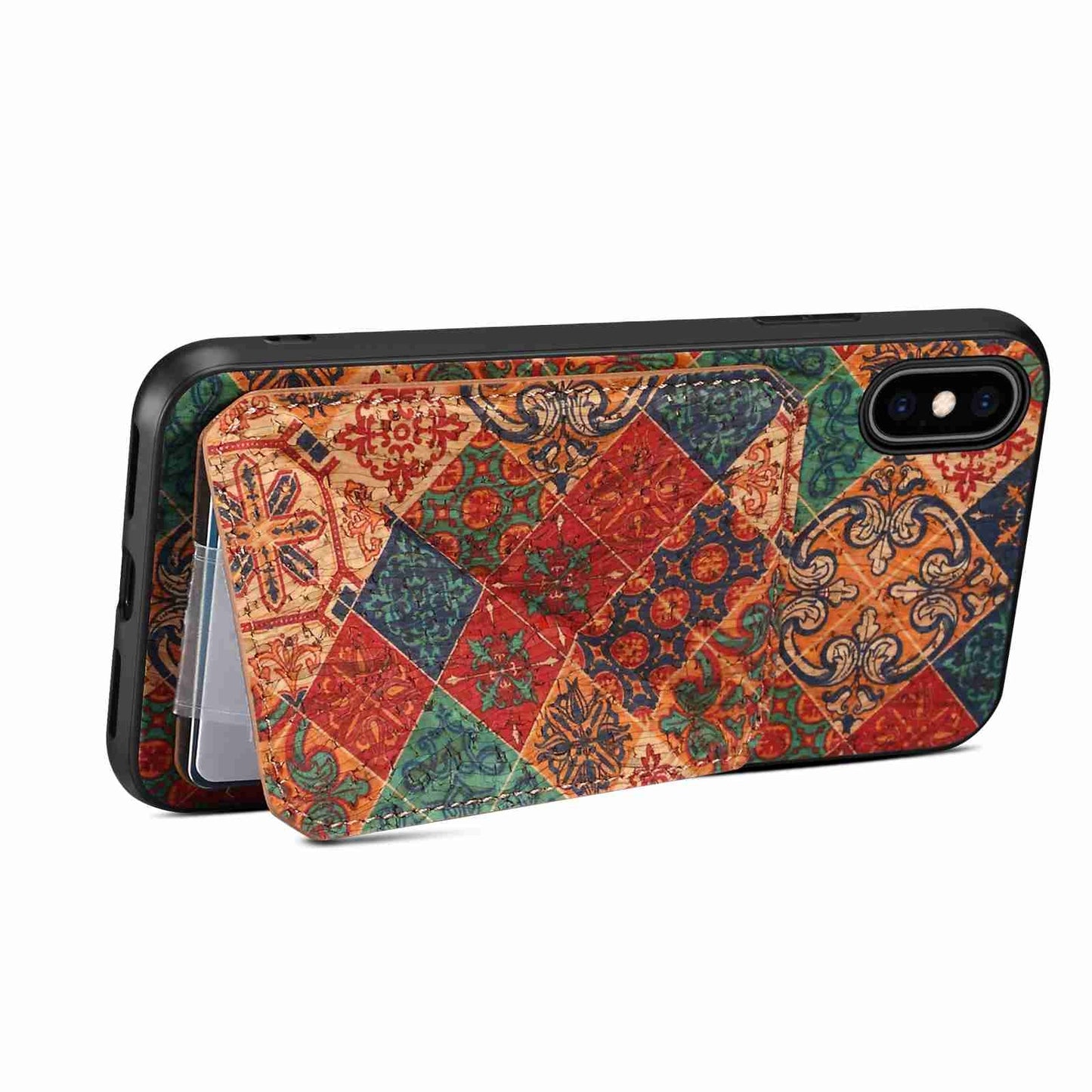 iPhone 14 Plus Dual Card Slot Holder Phone Case – Patterned Design, Scratch & Dirt Protection, Convenient Holder