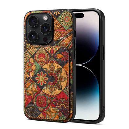 iPhone 14 Pro Max Dual Card Slot Holder Phone Case – Patterned Design, Scratch & Dirt Protection, Convenient Holder