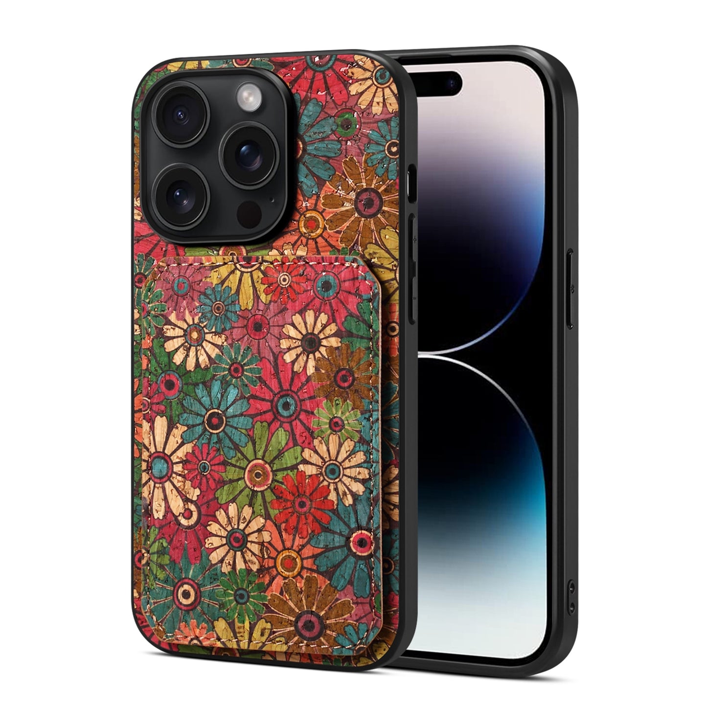 iPhone 14 Pro Max Dual Card Slot Holder Phone Case – Patterned Design, Scratch & Dirt Protection, Convenient Holder
