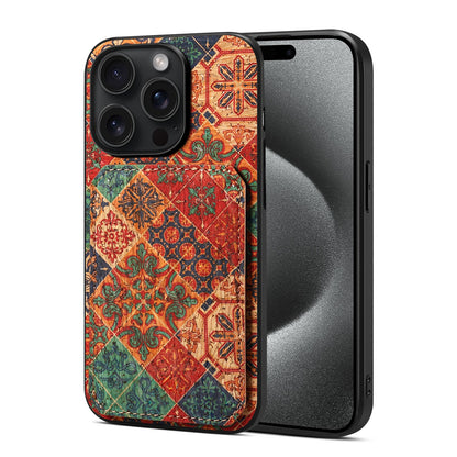 iPhone 15 Pro Dual Card Slot Holder Phone Case – Patterned Design, Scratch & Dirt Protection, Convenient Holder