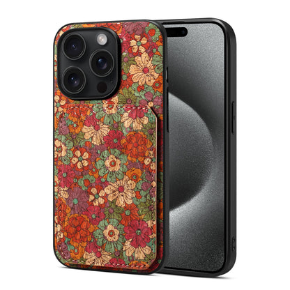 iPhone 15 Pro Max Dual Card Slot Holder Phone Case – Patterned Design, Scratch & Dirt Protection, Convenient Holder
